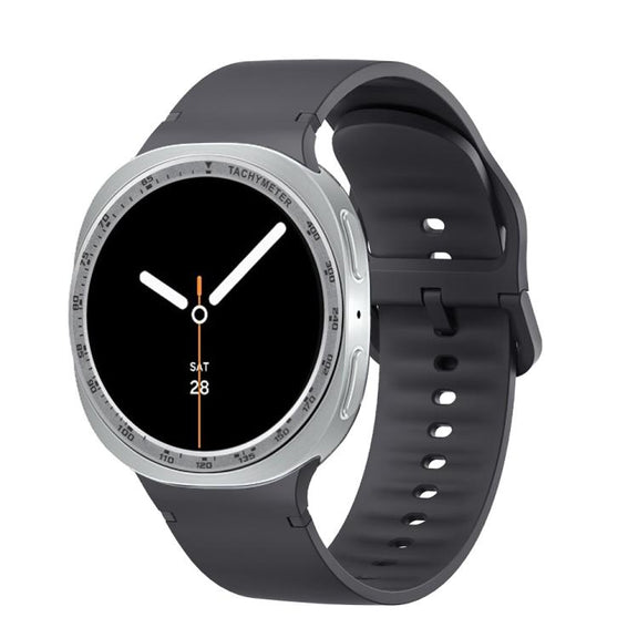 For Samsung Galaxy Watch8 44mm Speed Bezel and Solid Color Stitched Silicone Watch Band(Dark Gray Silver)