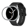 For Samsung Galaxy Watch8 44mm Speed Bezel and Solid Color Stitched Silicone Watch Band(Black Silver) - free shipping - PMC TechLife - Order now!