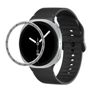 For Samsung Galaxy Watch8 44mm Speed Bezel and Solid Color Stitched Silicone Watch Band(Black Silver)