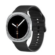 For Samsung Galaxy Watch8 44mm Speed Bezel and Solid Color Stitched Silicone Watch Band(Black Silver)