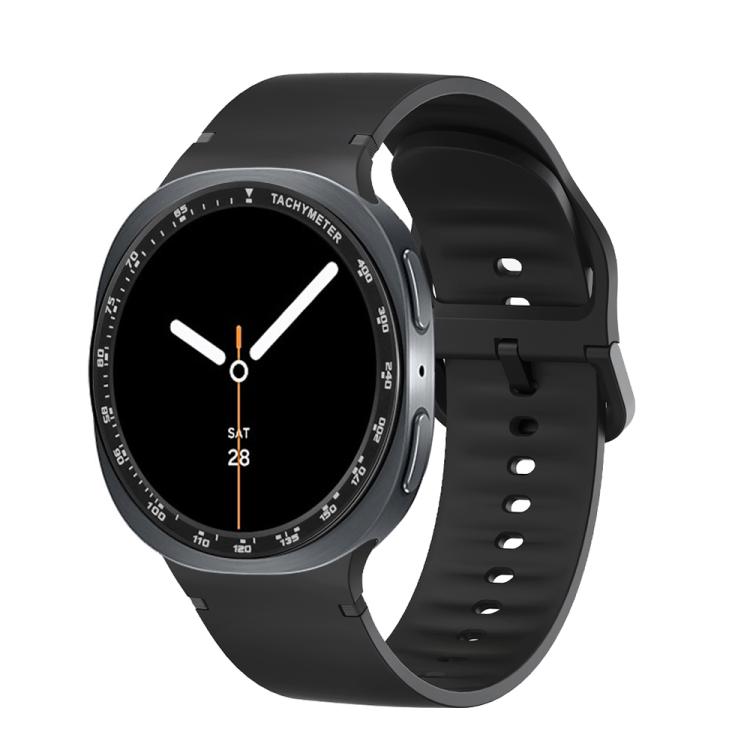 For Samsung Galaxy Watch8 44mm Speed Bezel and Solid Color Stitched Silicone Watch Band(Black Black)