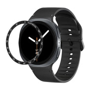 For Samsung Galaxy Watch8 44mm Speed Bezel and Solid Color Stitched Silicone Watch Band(Black Black)