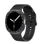 For Samsung Galaxy Watch8 44mm Speed Bezel and Solid Color Stitched Silicone Watch Band(Black Black)