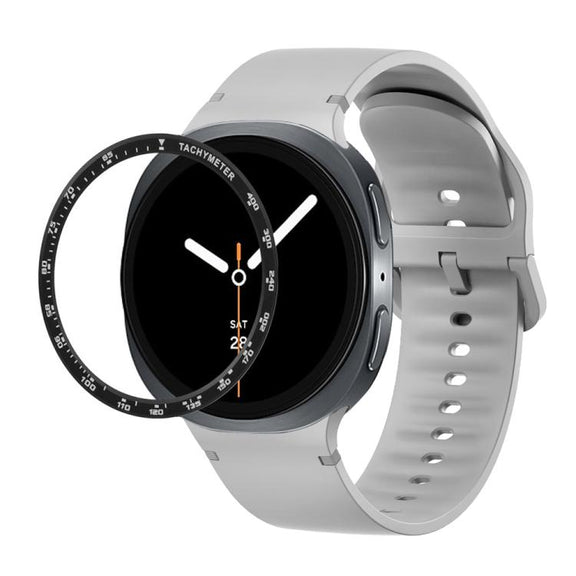 For Samsung Galaxy Watch8 44mm Speed Bezel and Solid Color Stitched Silicone Watch Band(Gray Black)