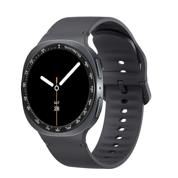 For Samsung Galaxy Watch8 44mm Speed Bezel and Solid Color Stitched Silicone Watch Band(Dark Gray Black)