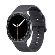 For Samsung Galaxy Watch8 44mm Speed Bezel and Solid Color Stitched Silicone Watch Band(Dark Gray Black)