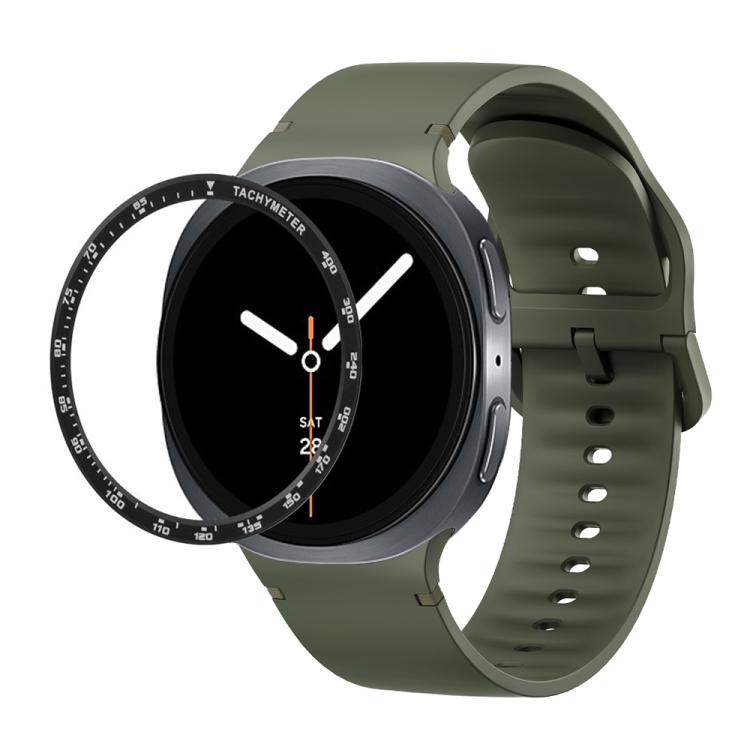 For Samsung Galaxy Watch8 44mm Speed Bezel and Solid Color Stitched Silicone Watch Band(Army Green Black)