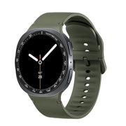 For Samsung Galaxy Watch8 44mm Speed Bezel and Solid Color Stitched Silicone Watch Band(Army Green Black)