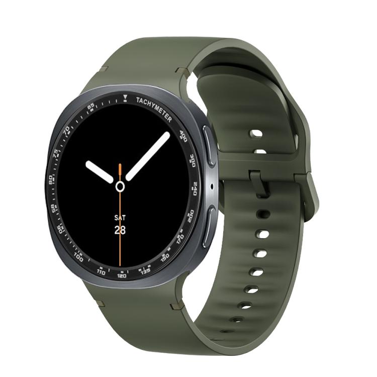 For Samsung Galaxy Watch8 44mm Speed Bezel and Solid Color Stitched Silicone Watch Band(Army Green Black)