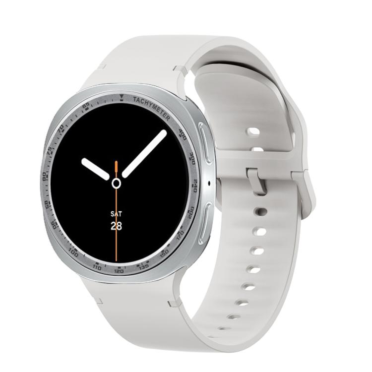 For Samsung Galaxy Watch8 40mm Speed Bezel and Solid Color Stitched Silicone Watch Band(Lime White Silver)