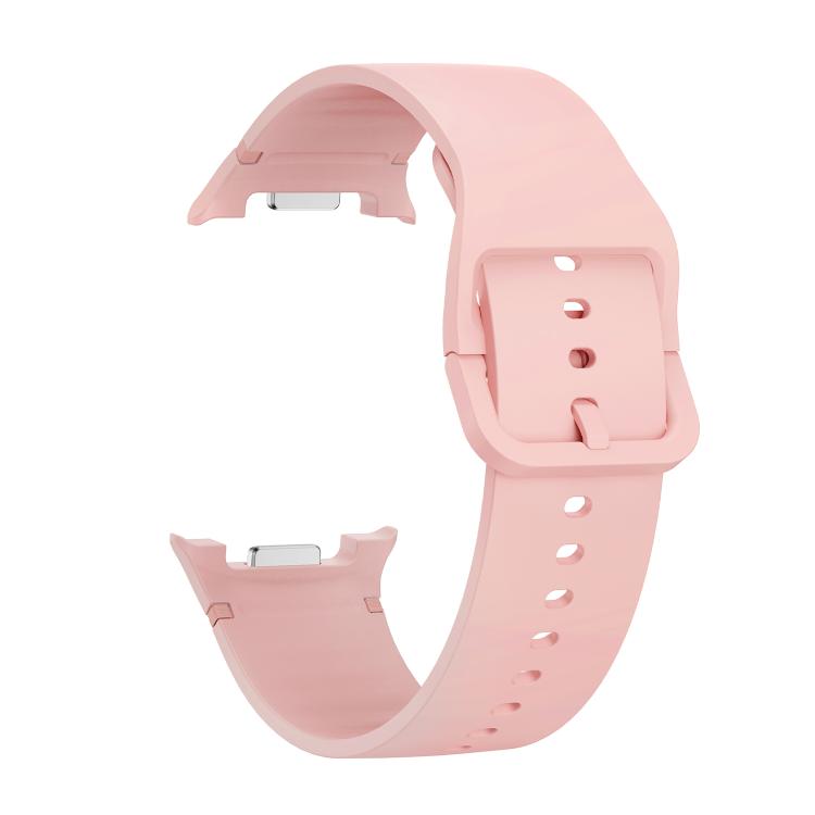 For Samsung Galaxy Watch8 40mm Speed Bezel and Solid Color Stitched Silicone Watch Band(Pink Silver)