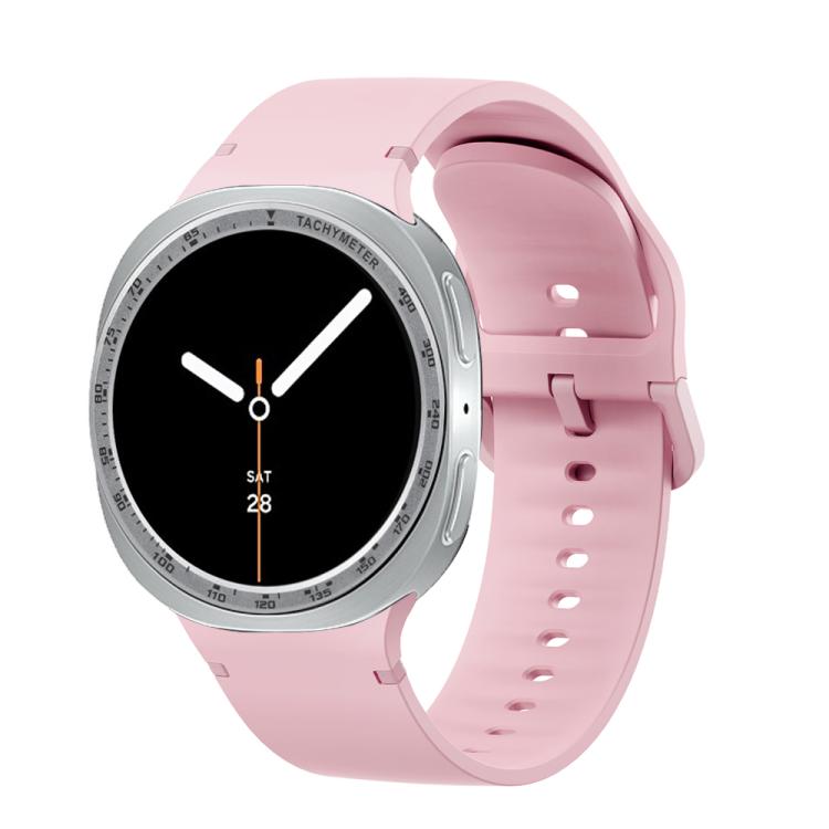 For Samsung Galaxy Watch8 40mm Speed Bezel and Solid Color Stitched Silicone Watch Band(Light Pink Silver)