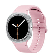 For Samsung Galaxy Watch8 40mm Speed Bezel and Solid Color Stitched Silicone Watch Band(Light Pink Silver)