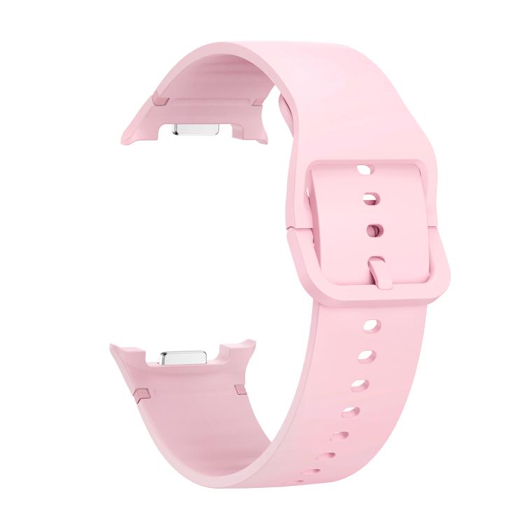 For Samsung Galaxy Watch8 40mm Speed Bezel and Solid Color Stitched Silicone Watch Band(Light Pink Silver)