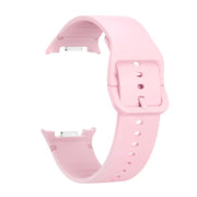 For Samsung Galaxy Watch8 40mm Speed Bezel and Solid Color Stitched Silicone Watch Band(Light Pink Silver)