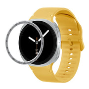 For Samsung Galaxy Watch8 40mm Speed Bezel and Solid Color Stitched Silicone Watch Band(Official Yellow Silver)