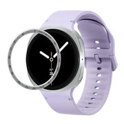 For Samsung Galaxy Watch8 40mm Speed Bezel and Solid Color Stitched Silicone Watch Band(Official Purple Silver)