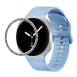 For Samsung Galaxy Watch8 40mm Speed Bezel and Solid Color Stitched Silicone Watch Band(Light Blue Silver) - free shipping - PMC TechLife - Order now!