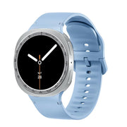 For Samsung Galaxy Watch8 40mm Speed Bezel and Solid Color Stitched Silicone Watch Band(Light Blue Silver)