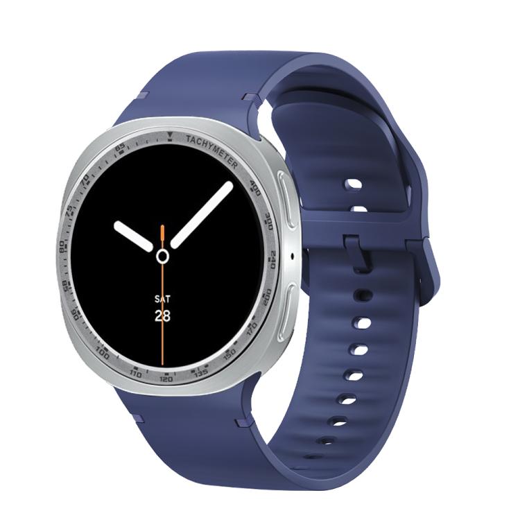 For Samsung Galaxy Watch8 40mm Speed Bezel and Solid Color Stitched Silicone Watch Band(Midnight Blue Silver)