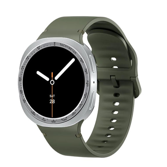 For Samsung Galaxy Watch8 40mm Speed Bezel and Solid Color Stitched Silicone Watch Band(Army Green Silver)