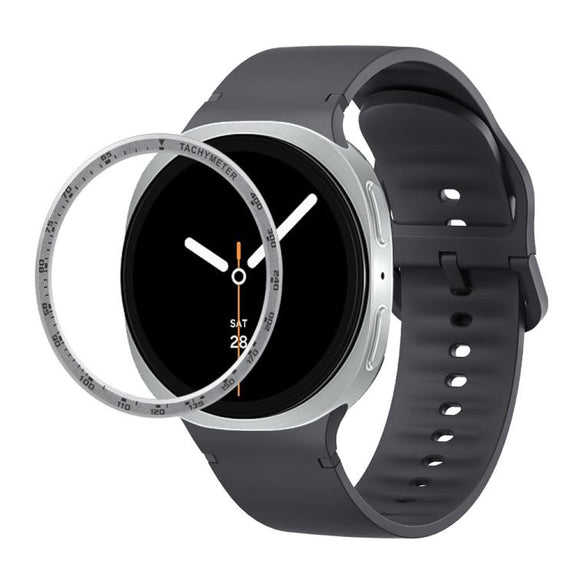 For Samsung Galaxy Watch8 40mm Speed Bezel and Solid Color Stitched Silicone Watch Band(Dark Gray Silver)