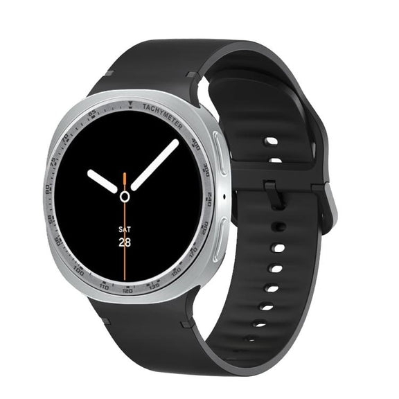 For Samsung Galaxy Watch8 40mm Speed Bezel and Solid Color Stitched Silicone Watch Band(Black Silver)