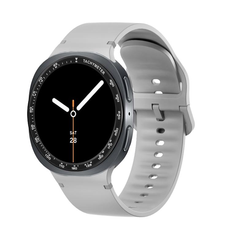 For Samsung Galaxy Watch8 40mm Speed Bezel and Solid Color Stitched Silicone Watch Band(Gray Black)