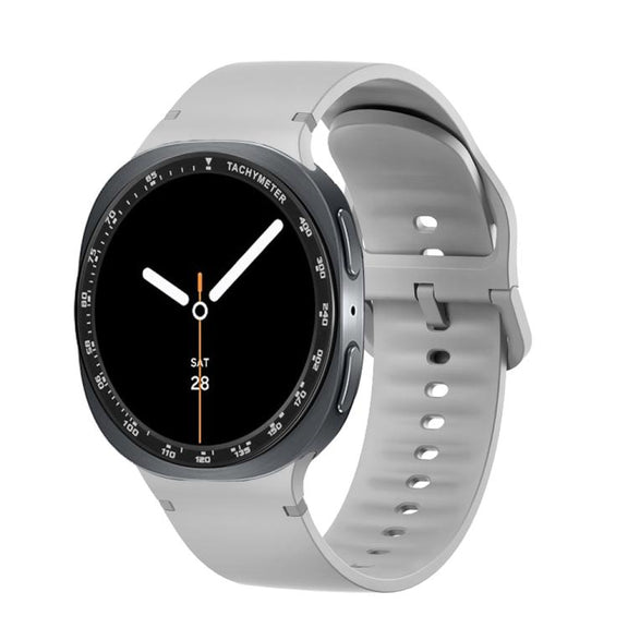 For Samsung Galaxy Watch8 40mm Speed Bezel and Solid Color Stitched Silicone Watch Band(Gray Black)