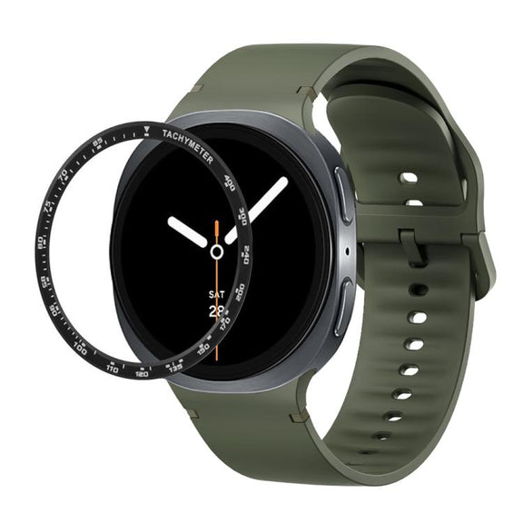 For Samsung Galaxy Watch8 40mm Speed Bezel and Solid Color Stitched Silicone Watch Band(Army Green Black)