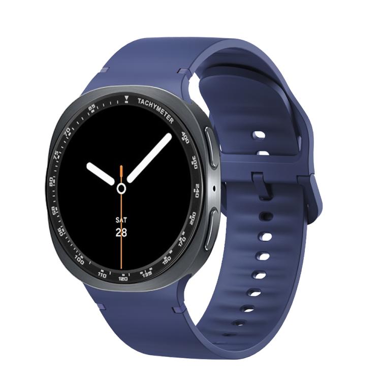 For Samsung Galaxy Watch8 40mm Speed Bezel and Solid Color Stitched Silicone Watch Band(Midnight Blue Black)