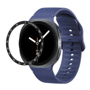 For Samsung Galaxy Watch8 40mm Speed Bezel and Solid Color Stitched Silicone Watch Band(Midnight Blue Black)