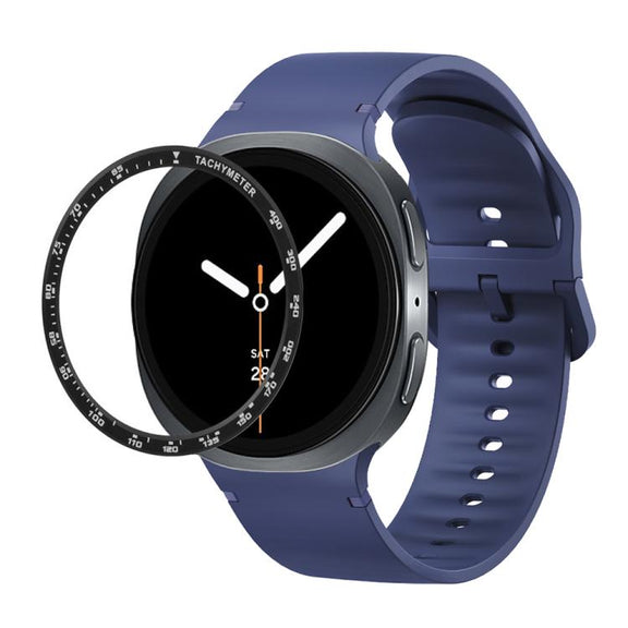 For Samsung Galaxy Watch8 40mm Speed Bezel and Solid Color Stitched Silicone Watch Band(Midnight Blue Black)