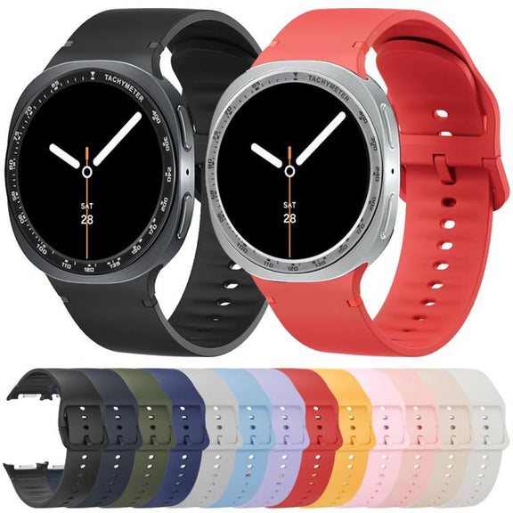 For Samsung Galaxy Watch8 40mm Speed Bezel and Solid Color Stitched Silicone Watch Band(Light Pink Silver)
