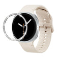For Samsung Galaxy Watch8 44mm Diamond Bezel and Solid Color Stitched Silicone Watch Band(Starlight Silver) - free shipping - PMC TechLife - Order now!