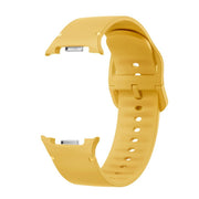 For Samsung Galaxy Watch8 44mm Diamond Bezel and Solid Color Stitched Silicone Watch Band(Official Yellow Silver)