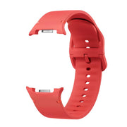 For Samsung Galaxy Watch8 44mm Diamond Bezel and Solid Color Stitched Silicone Watch Band(Red Silver)