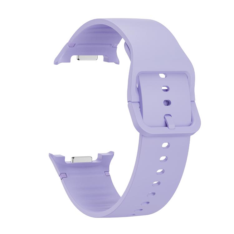 For Samsung Galaxy Watch8 44mm Diamond Bezel and Solid Color Stitched Silicone Watch Band(Official Purple Silver)
