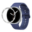 For Samsung Galaxy Watch8 44mm Diamond Bezel and Solid Color Stitched Silicone Watch Band(Midnight Blue Silver) - free shipping - PMC TechLife - Order now!