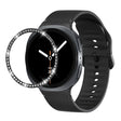 For Samsung Galaxy Watch8 44mm Diamond Bezel and Solid Color Stitched Silicone Watch Band(Black Black) - free shipping - PMC TechLife - Order now!