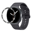 For Samsung Galaxy Watch8 44mm Diamond Bezel and Solid Color Stitched Silicone Watch Band(Dark Gray Black) - free shipping - PMC TechLife - Order now!