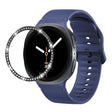 For Samsung Galaxy Watch8 44mm Diamond Bezel and Solid Color Stitched Silicone Watch Band(Midnight Blue Black) - free shipping - PMC TechLife - Order now!