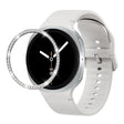 For Samsung Galaxy Watch8 40mm Diamond Bezel and Solid Color Stitched Silicone Watch Band(Lime White Silver) - free shipping - PMC TechLife - Order now!