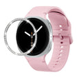 For Samsung Galaxy Watch8 40mm Diamond Bezel and Solid Color Stitched Silicone Watch Band(Light Pink Silver) - free shipping - PMC TechLife - Order now!