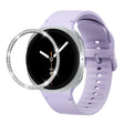 For Samsung Galaxy Watch8 40mm Diamond Bezel and Solid Color Stitched Silicone Watch Band(Official Purple Silver) - free shipping - PMC TechLife - Order now!