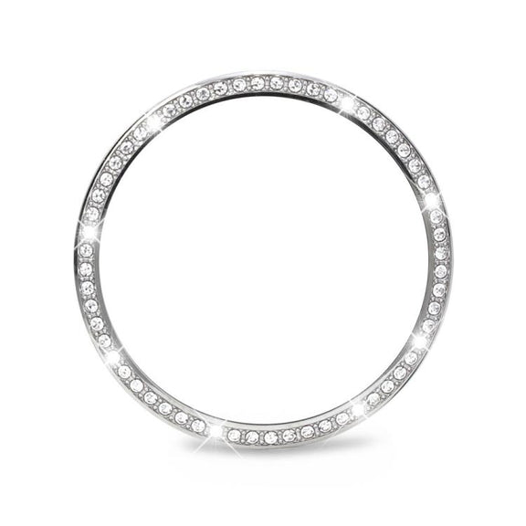 For Samsung Galaxy Watch8 40mm Diamond Bezel and Solid Color Stitched Silicone Watch Band(Light Blue Silver)