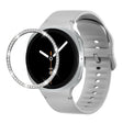 For Samsung Galaxy Watch8 40mm Diamond Bezel and Solid Color Stitched Silicone Watch Band(Gray Silver) - free shipping - PMC TechLife - Order now!