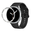 For Samsung Galaxy Watch8 40mm Diamond Bezel and Solid Color Stitched Silicone Watch Band(Black Silver) - free shipping - PMC TechLife - Order now!
