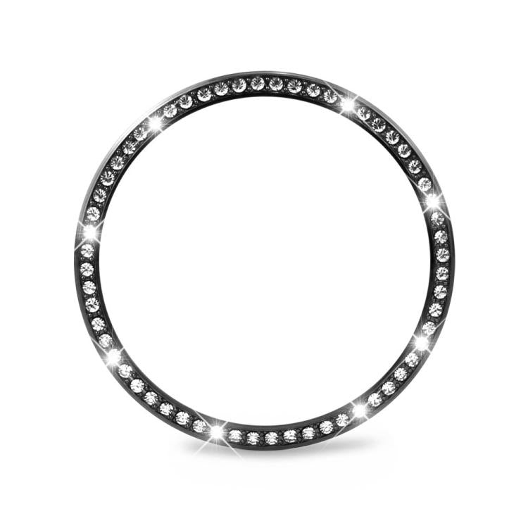 For Samsung Galaxy Watch8 40mm Diamond Bezel and Solid Color Stitched Silicone Watch Band(Black Black)