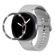 For Samsung Galaxy Watch8 40mm Diamond Bezel and Solid Color Stitched Silicone Watch Band(Gray Black)
